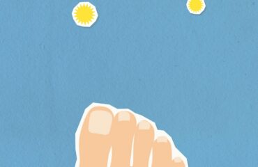 Pie de atleta desde Ayurveda – imagen destacada Ilustración de pie y hongos como imagen educativa para artículo sobre pie de atleta y Ayurveda