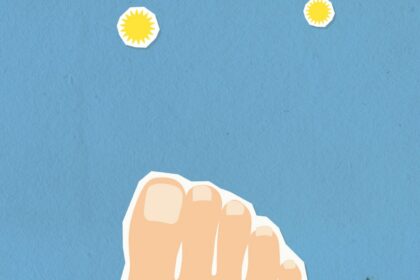 Ilustración de pie y hongos como imagen educativa para artículo sobre pie de atleta y Ayurveda