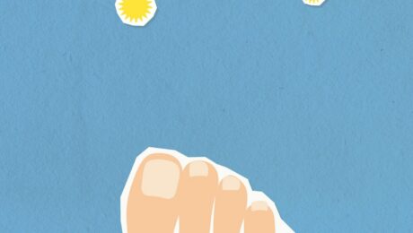 Pie de atleta desde Ayurveda – imagen destacada Ilustración de pie y hongos como imagen educativa para artículo sobre pie de atleta y Ayurveda
