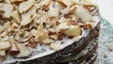 Maybe I'll share the recipe.... Ok: In a mixer combine: 1/8 cup vegetable oil 1/4 cup avocado 1 cup cake flour 5 tbsp cocoa powder Pinch of salt 1 tsp baking powder 3/4 cup raw sugar or agave syrup 1 cup coconut milk 1 tsp vanilla 1/4 cup ground almonds or almond meal 1 tbsp apple cider vinegar Pour into a 