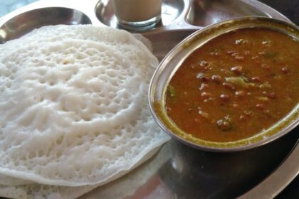 Appam is a South Indian pancake dish, made with fermented rice batter and coconut milk, common in the South Indian states of Kerala, Karnataka and Tamil Nadu as well as in Sri Lanka. Kadala curry is Kerala style black chickpea curry made using grated fresh coconut and a few spices. Kattan Chai It is a tea brewed with mixed spices and tea leaves. (milk is optional)